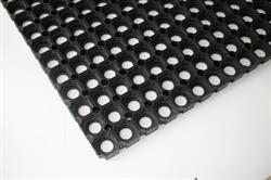 Gummimåtte Ringmåtte Domino 17mm sort i 40 x 60 cm